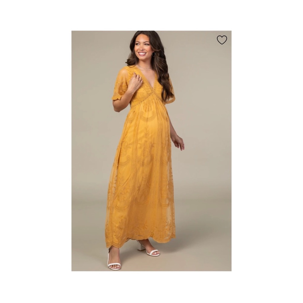 PinkBlush Lace Maternity Maxi Dress